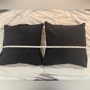 Two black velvet accent pillows w/removable zipper cover 16 x 16